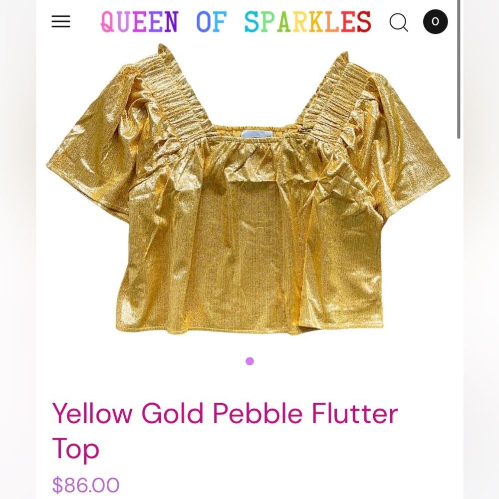 Queen of Sparkles Gold Pebble Flutter top